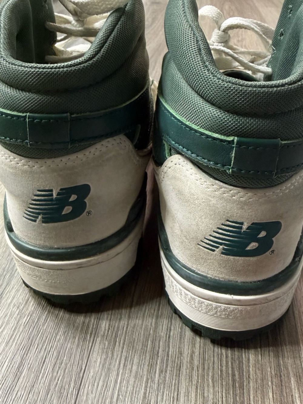New Balance 650 High Top Size 10 White Green Suede Retro Dad Shoe Basketball NB - Picture 8 of 16